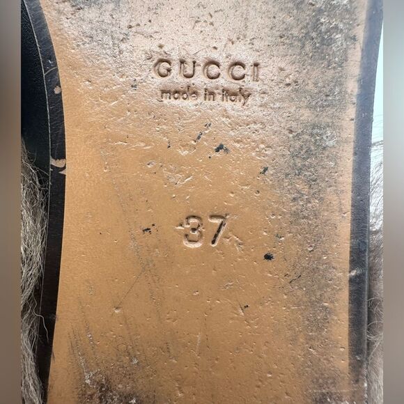 Gucci Princetown Fur Mule Black Horsebit SlipperShearling Loafer Flats EU37 US7 - Picture 6 of 10